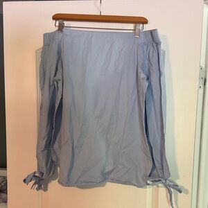 Light Blue Off the Shoulder Blouse